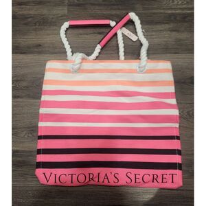 Victoria's Secret‎ Tote Bag Striped Beach Travel Rope Handles NWT